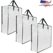 Clear Storage Bags 3 Pack Extra Large Moving Organizing Waterproof Zipper Bags