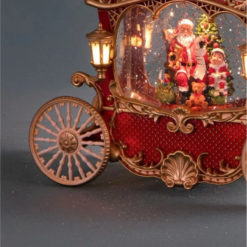 Carrozza Babbo Natale con Luci LED e Musica BRANDANI Decorazione Natale Vintage, fotografia 4 di 9