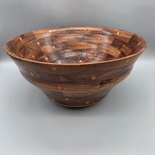 ARTISAN HANDMADE SEGMENTED 5 1/2" TALL WOOD BOWL SIGNED