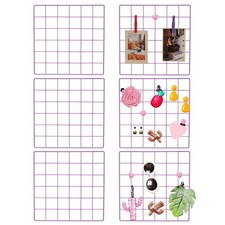 12x12 in Wall Grid Panel, 6 Pack Wire Grid Panel Shelf Board Metal, Purple