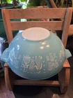 Vintage Pyrex 4 Qt Amish Butterprint Cinderella Turquoise Blue 444 Mixing Bowl