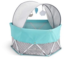Regalo My Play Baby Lightweight 2 in 1 Playard with Canopy and Toys Gray Teal