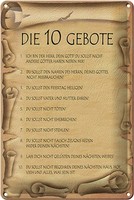 Schild Blech 20X30Cm - Made In Germany - Spruch Die 10 Gebote Gottes Bin Herr Me