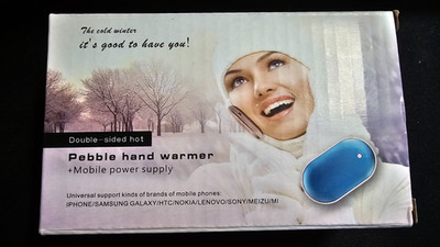 Double-sided Hot Pebble Hand Warmer and Mobile Power Supply Silver