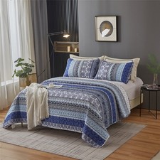 Boho Patchwork Bedspread Quilte Set Throw Rugs Bedding King Size Pillowcases