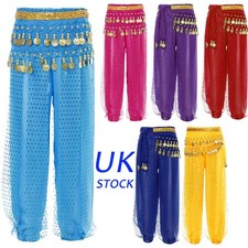 UK Kids Girls Belly Dance Performance Harem Pants Sparkle Arabic Trousers Pants