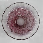 Pressed Glass Pink Carnival Grapes and Leaves Pedestal Bowl 12 Inch Vintage