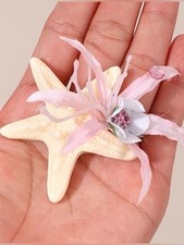 Pearl-Embellished Pink Floral Hair Clip for Women