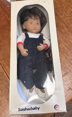 Vintage Sasha Baby Brunette Boy Doll in Playsuit Brown Hair Eyes Box 505