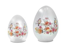 Formano Osterei Glas mit Blumenmotiv 15 cm oder 20 cm  mit LED Licht + Timer