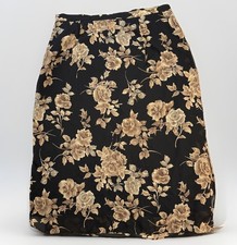 VTG 90s Maxi Skirt Black Tan Floral Plus 22/24 Career Cottagecore Y2K FashionBug