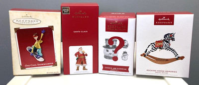 4 Hallmark Keepsake Christmas ornaments Santa Rocking Horse Cookie Jar Surprise