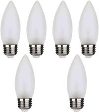 60W Frosted Incandescent Torpedo Tip Chandelier Bulbs, 120V Dimmable Candle Bulb