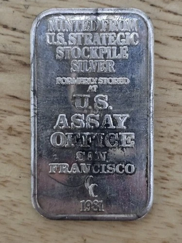 1 oz 1981 San Francisco U.S. Assay Office .999 Fine Silver Strategic Stockpile