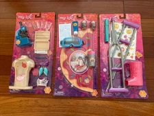 Lot Of 3 My Life As Accessory Play Sets- Crutches & Cast, Biology, Snow Tubing