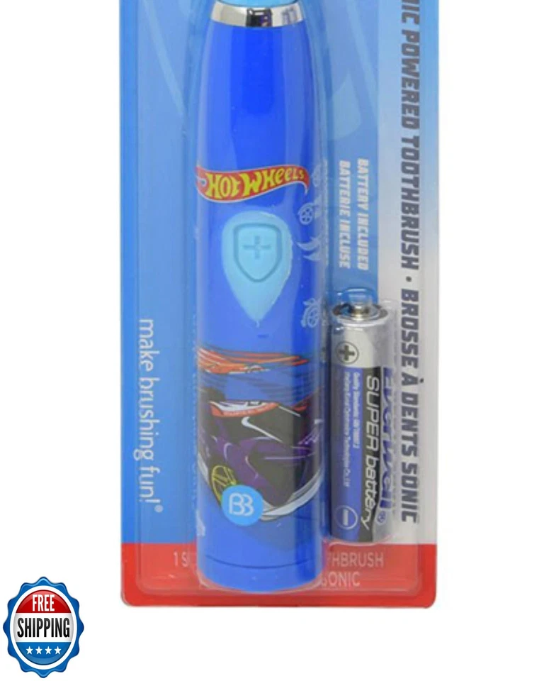 Cepillo de dientes eléctrico sónico para niños Brush Buddies Hot Wheels alimentado por batería, suave Foto 3 de 4