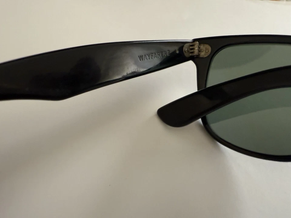 Vintage Ray Ban Wayfarer II Sunglasses L1724 B & L UV Glass G 15 USA Black 80s - Immagine 3 di 4