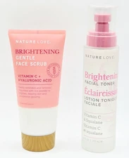 Nature Love Brightening Gentle Face Scrub 6oz & Brightening Facial Toner 6 oz