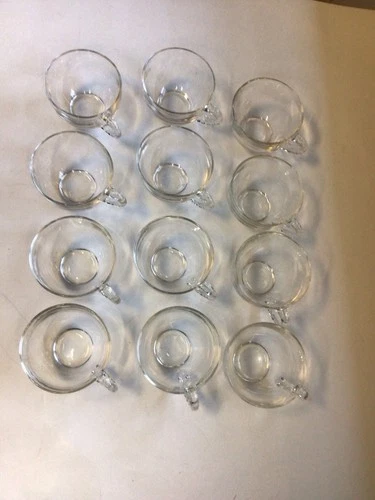 Vintage 50s set Of 12 Federal Glass/Hazel Atlas Homestead Wheat Pattern Tea Cups