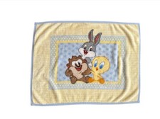 Vintage Looney Tunes Baby Crib Blanket, Bugs Bunny Tweety, Taz