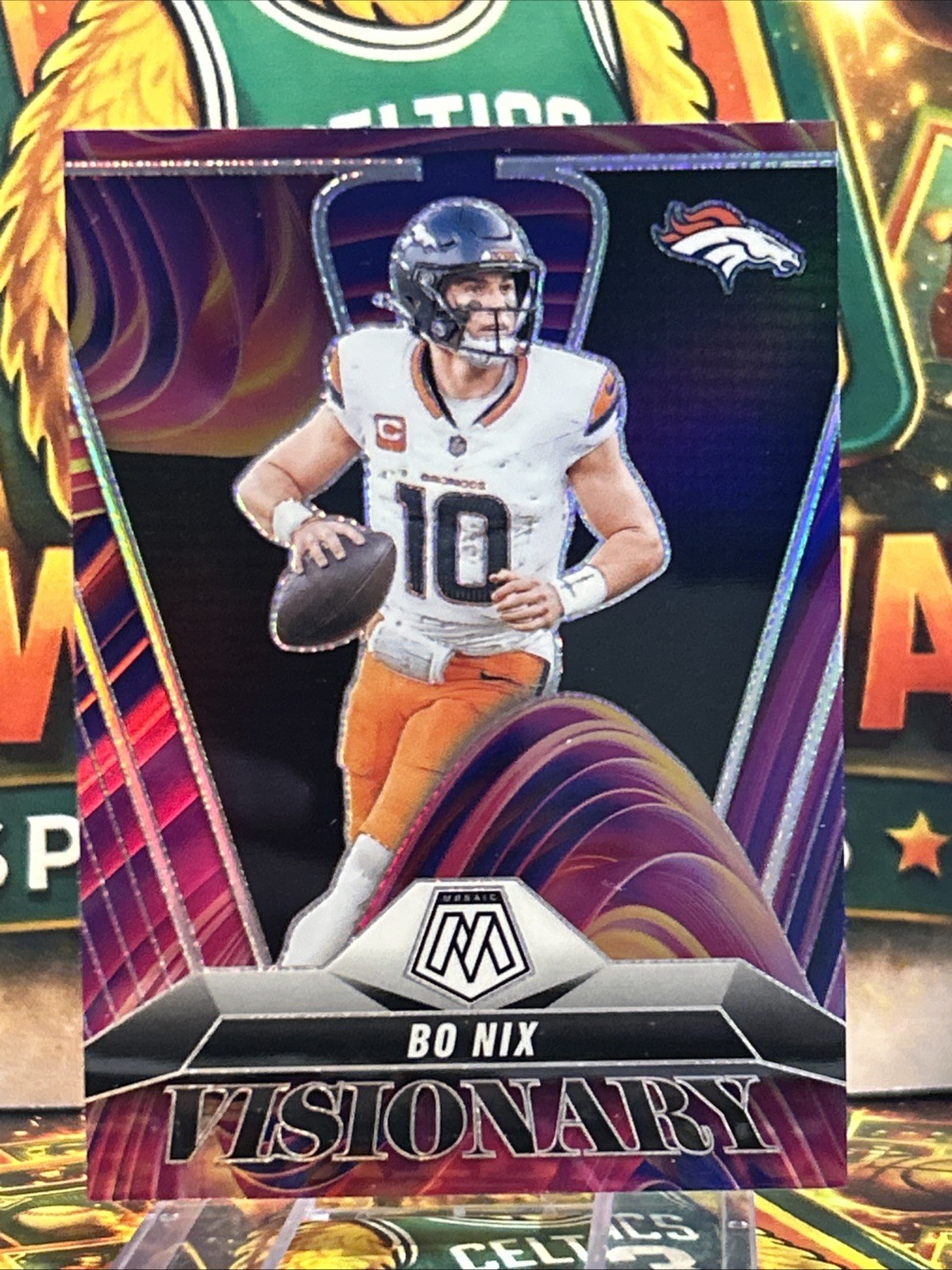 2025 Panini Mosaic Bo Nix Visionary Case Hit SSP  #8 Denver Broncos