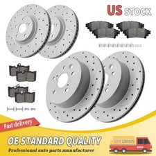 Front & Rear Drilled Brake Rotors Ceramic Pad For Lexus GS350 IS300 IS350 RC300