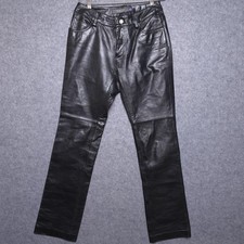 Vintage GAP Leather Pants Womens 1 Black Boot Cut Genuine 00s Y2K Classic Retro