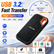 128TB External SSD Solid State Hard Drive Data Storage Disk PC Mac Phone Games