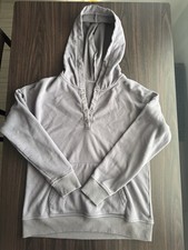 Women  s Gray Henley Snap Pullover Hoodie Cotton Poly Sz M