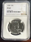 1958 Proof Silver Franklin Half Dollar NGC Graded PF 69