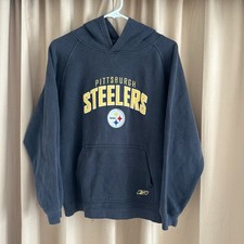 NFL Reebok Pittsburgh Steelers 90s Vintage Black Hoodie Youth XL 18/20 