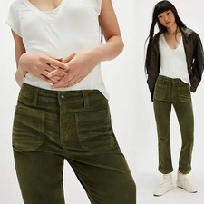 Free People velvet pants flare high rise cropped cotton 8
