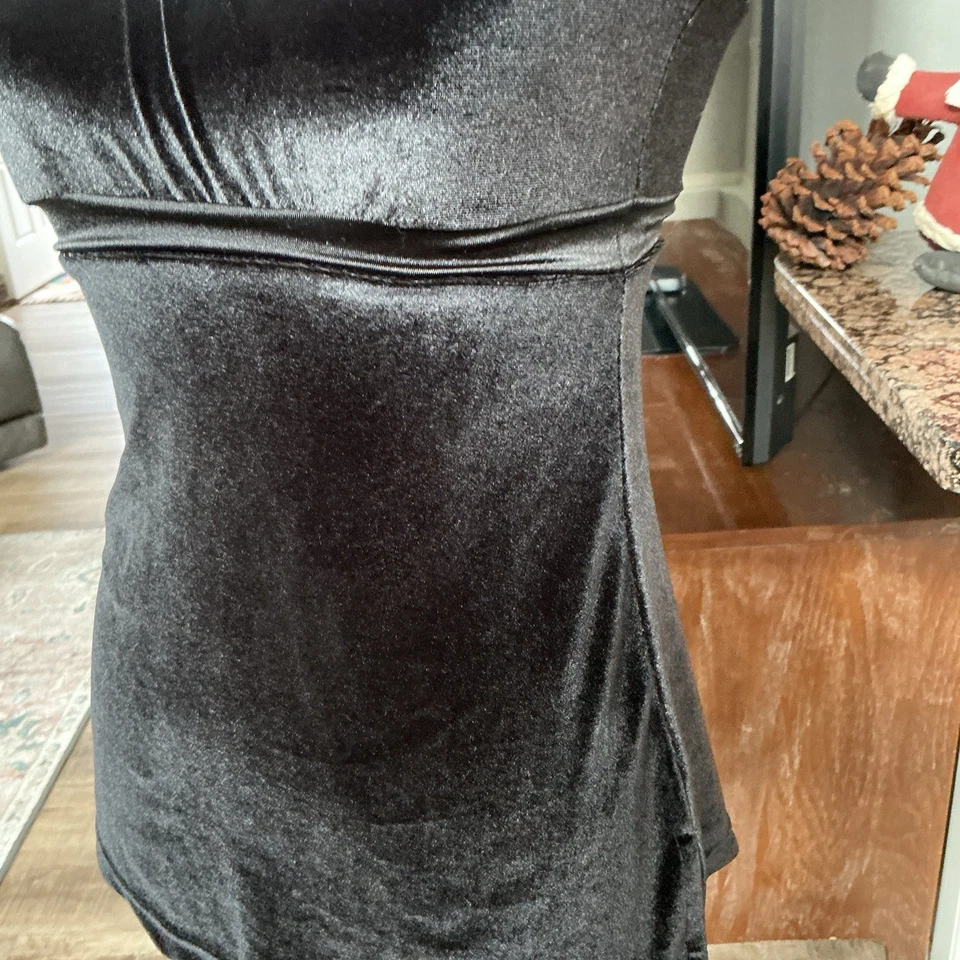Top tubo de terciopelo sin tirantes vintage Y2K para mujer grande de terciopelo negro elástico Foto 2 de 4
