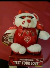 Vtg Dan Dee Valentine Devil Bear MUSICAL TEST YOUR LOVE 7" Plush Stuffed Animal