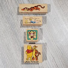 Lot of 4 Disney Winnie the Pooh Tigger Themed Wood Mounted Rubber Stamps