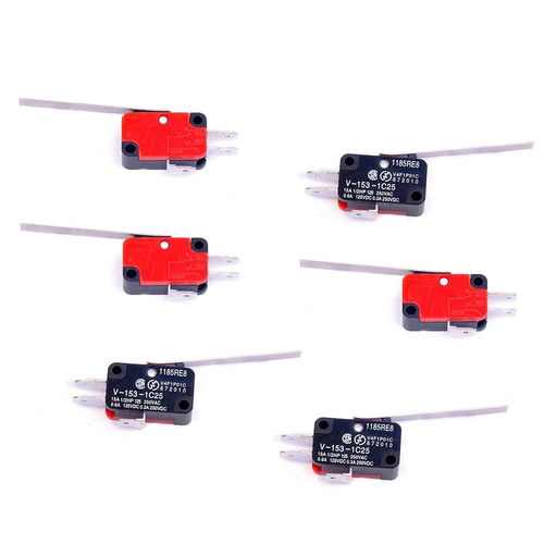 6 Stück V-153-1C25 Mikro Endschalter lang gerade Scharnier Hebelarm SPDT Snap Actio - Bild 9 von 12