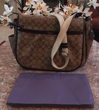 COACH F18373 Khaki Brown PVC Diaper, Multi-function Cross-body Bag EUC  358.
