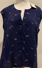 WOMENS SMALL UNIVERSAL THREAD LOOSE FIT BLOUSE NAVY BLUE NEW