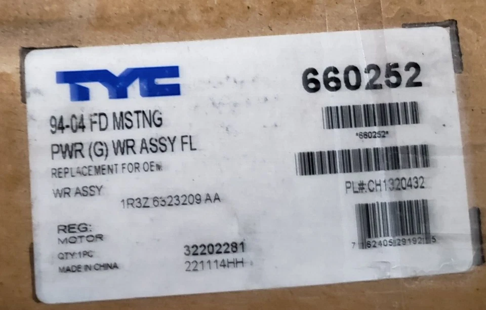 Regulador de ventana de repuesto eléctrico TYC 660252 compatible con Ford Mustang 04 Foto 2 de 4