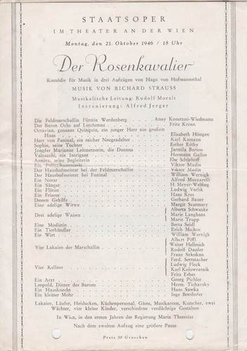 OPERNPROGRAMM BESETZUNGSZETTEL CAST SHEET OPERA PROGRAM VIENNA WIEN | eBay