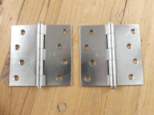 2 Hager SOLID STAINLESS STEEL 4" x 4" Hinges Door Gate Cabinet Ball Pin Pen