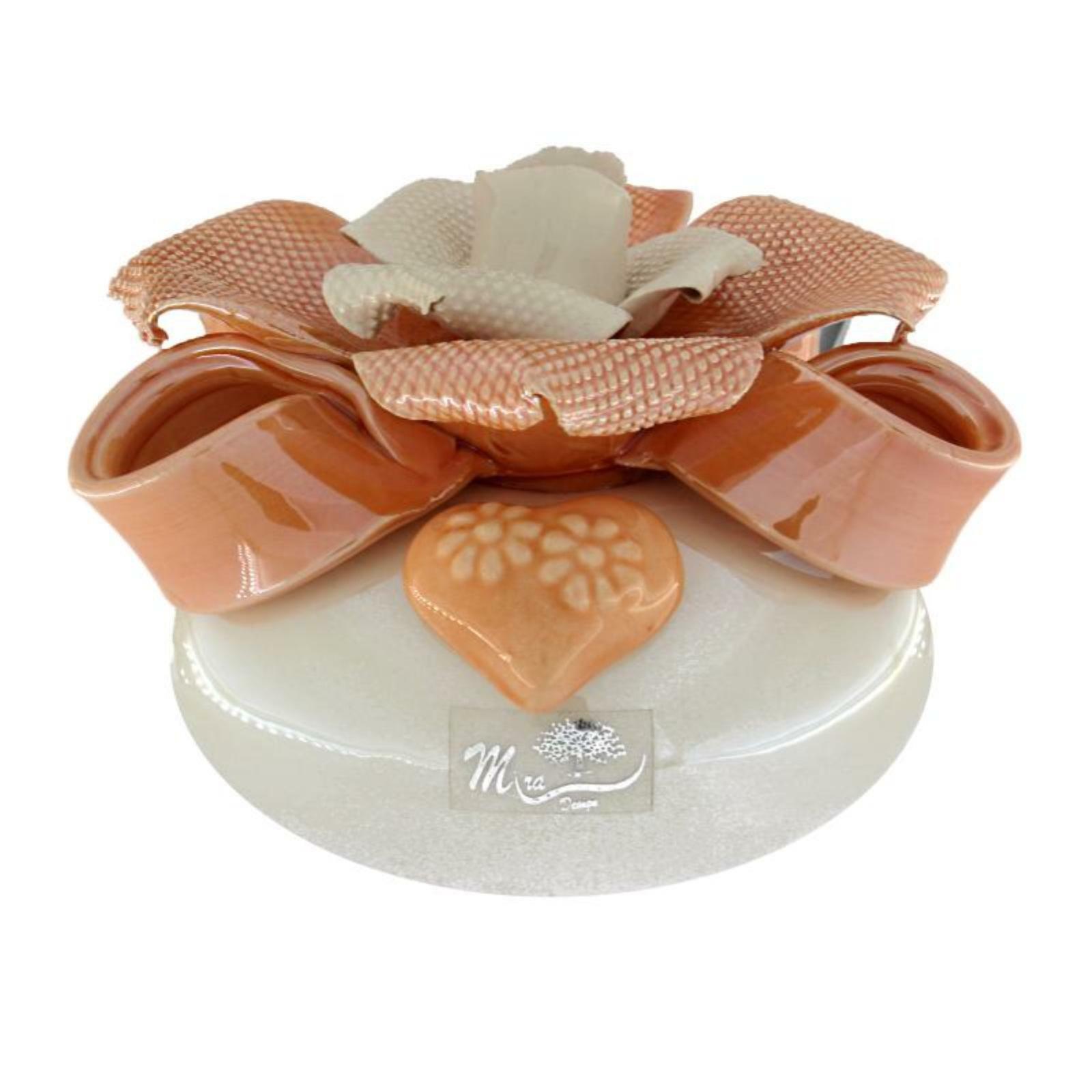 Profumatore Casa Mira Design 0524 Porcellana con Rosa e Fiocco Offerta