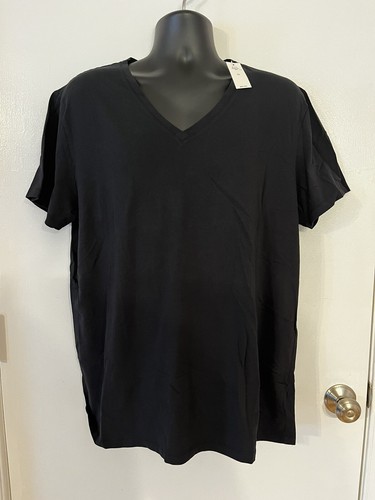 Gap Mens Stretch V-Neck Tee T-Shirts Shirt XXL Basic Black 2XL Summer
