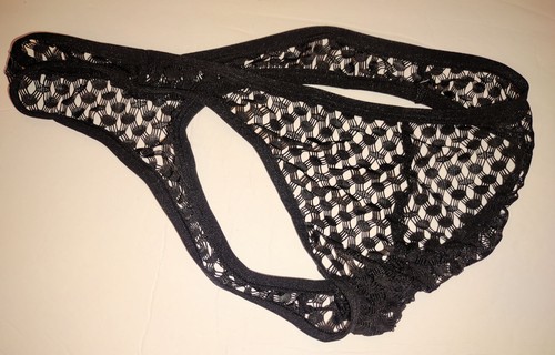 Men's Cheeky Brief Thong Underwear Light Weight SHEER LACE Fuscia or Black A7 - Picture 3 of 7