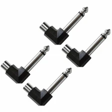 Seismic Audio - 4 Pack of RCA Female to 1/4" TS Right Angle Male Adapter