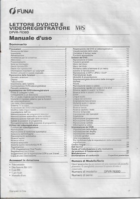 Funai DPVR-7630D Italia Manuale d'uso Bedienungsanleitung Gebrauchsanleitung Ben