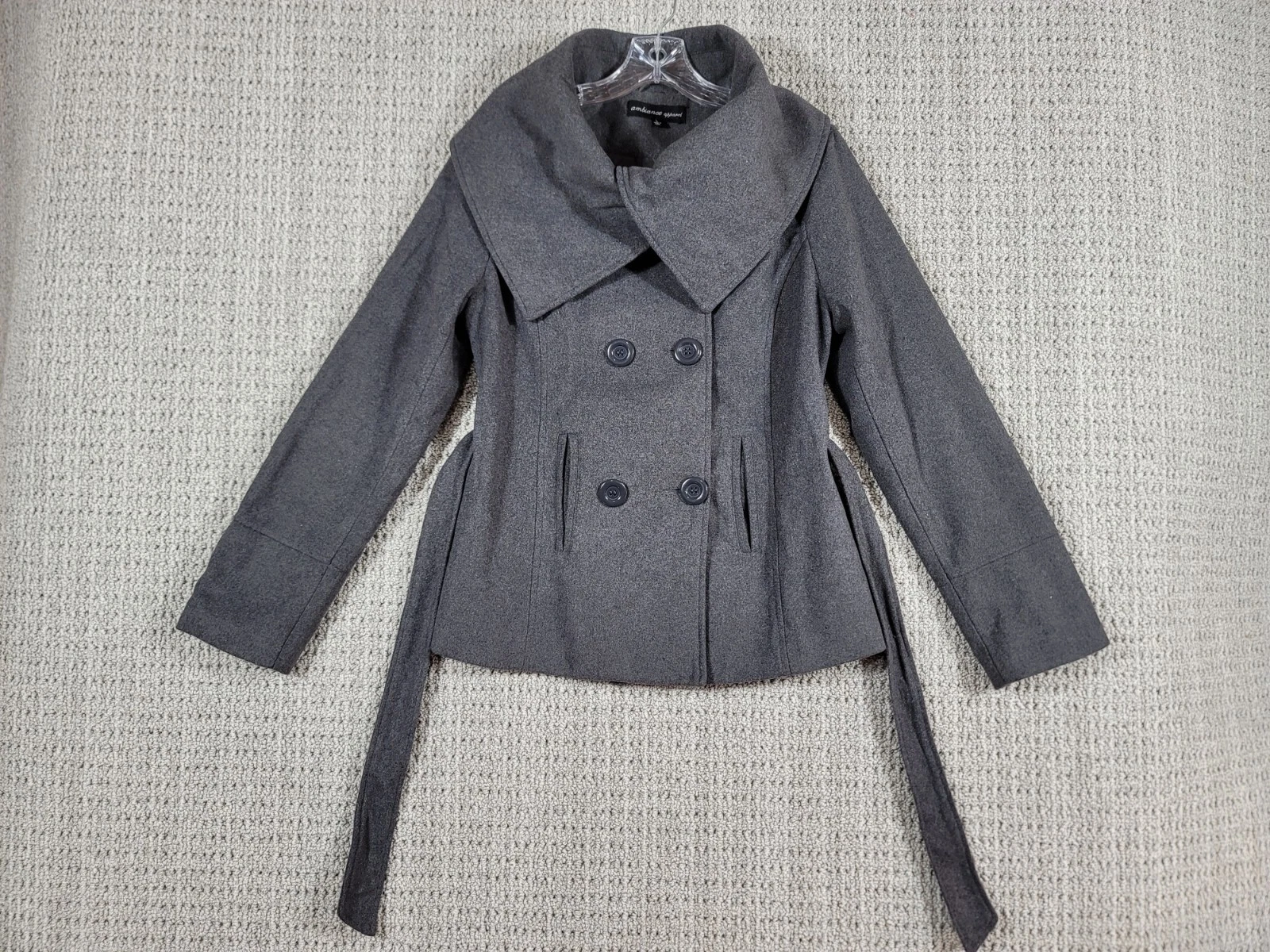 VETEMENTS Cappotto Pea Ambiance Abbigliamento donna grigio misto lana collo a guscio doppio petto taglia L