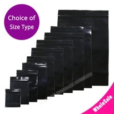 Multiple Sizes Glossy Black 2.75-MIL/3.93-MIL PE Flat Zipper Pouch Bag B01