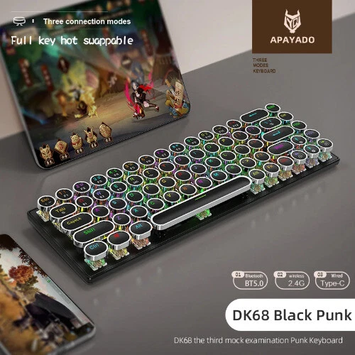 Wireless Mechanical Keyboard with Dynamic RGB Lighting & Tri-Mode Bluetooth
