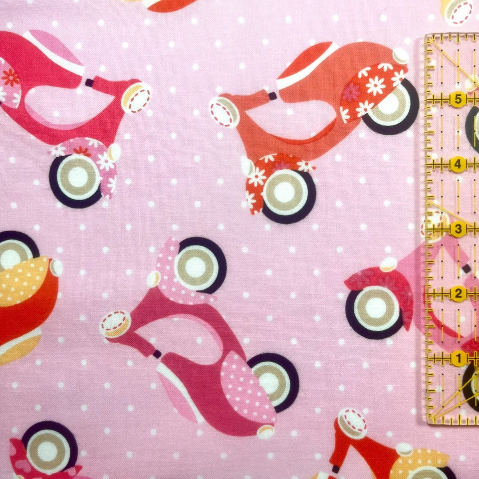 Moped Scooter Fabric by Timeless Treasures MOD-C486830 31” L x 44” W 100% Cotton - Image 4 of 4